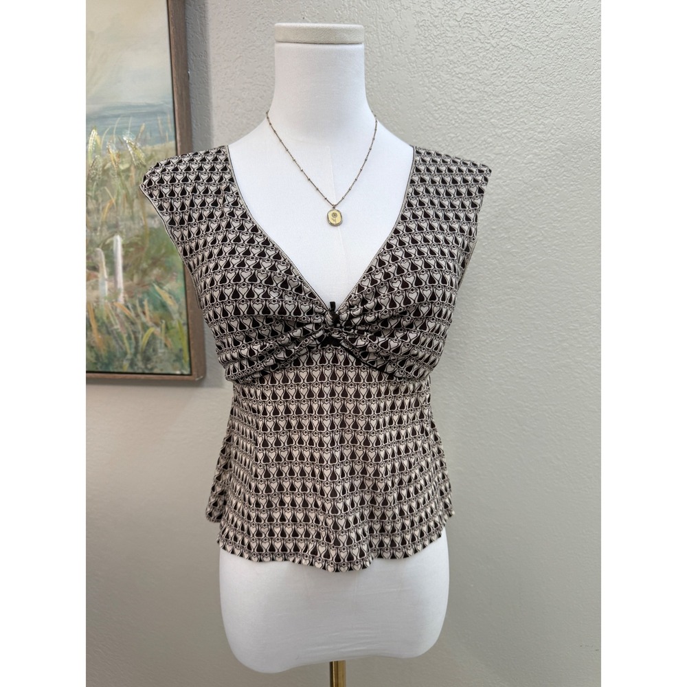 Max Studio Brown V-Neck Sleeveless Top Small